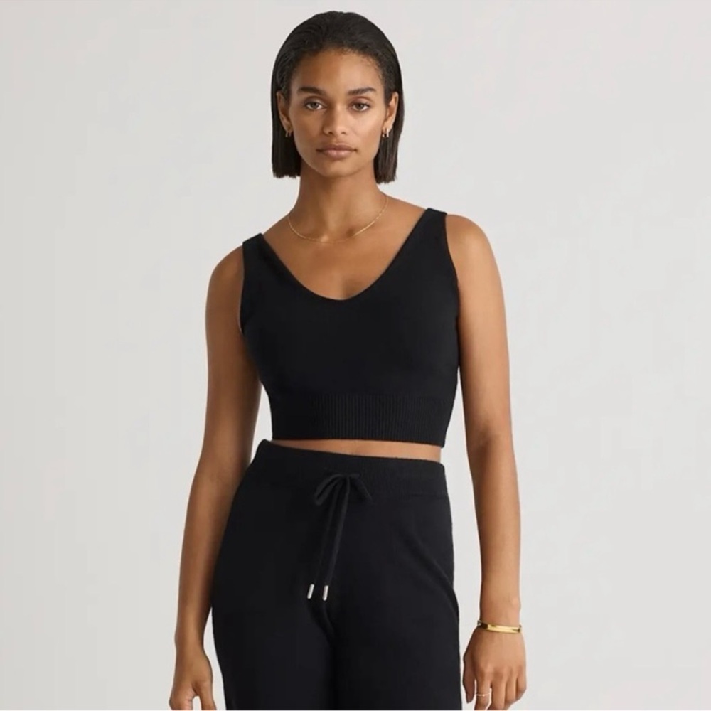 Quince Black V-Neck Top